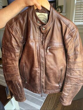Roland Sands brown leather motorcycle jacket - Medium - excellent condition